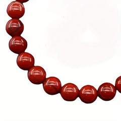 1pc Natural Red Jasper Beaded Bracelet - Handmade Adjustable for Energy & Protection
