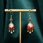 Vintage Chinese Floral Earrings - Golden Luxury with Harmonious Energy for Daily Wear