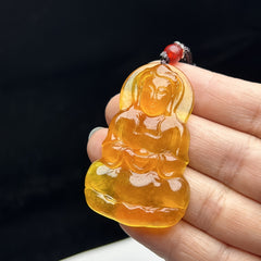 Yellow Jade Guanyin Pendant Necklace for Compassion, Protection & Spiritual Awakening