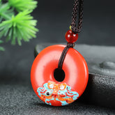 Natural Cinnabar Dragon Pendant Necklace for Wealth, Protection, and Spiritual Vitality