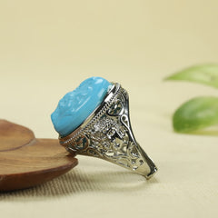 Vintage Turquoise Dragon Ring for Protection, Wisdom, and Elegant Style
