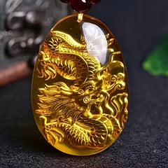 Bohemian Golden Dragon Pendant Necklace — Spiritual Power, Prosperity & Energy Harmony Amulet