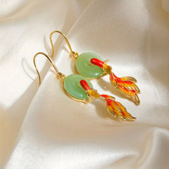 Chinese Retro Circular Koi Earrings for Prosperity Energy