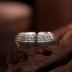 Adjustable Bronze Beast Scroll Ring | Ancient Strength Symbolism for Heritage & Energy Enhancement