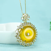 Men's Yellow Agate Pendant Necklace with Cubic Zirconia Accents - Grounding Energy & Prosperity Symbol for Casual & Formal Wear