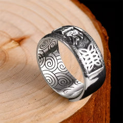 Sanskrit Mantra Silver Ring — Spiritual Wealth Attraction & Protection Amulet