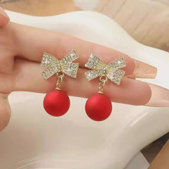 Elegant Red Bow-like Stud Earrings with Positive Energy - Vintage Jewelry for Everyday & Formal Events