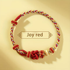 Chinese Hand-Woven Prosperity Bracelet — Red & Gold Wealth & Luck Charm