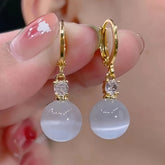 Bohemian Cat's Eye Drop Earrings - Summer Vibes & Harmony Energy