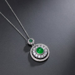 Green Agate Fortune Pendant Necklace for Women - Abundance and Heart Energy Collarbone Necklace