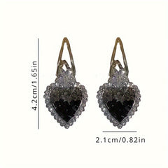 Glamorous Heart Shape Crystal Dangle Earrings - Sparkling Handcrafted Jewelry for Fashion-Forward Look - Hypoallergenic, Long-Lasting Shine - The Perfect Romantic Valentines Day Gift For Your Loved One