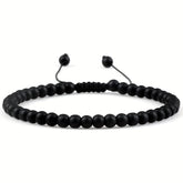 Adjustable Bohemian Black Stone Anklet - Handmade Unisex Energy Jewelry