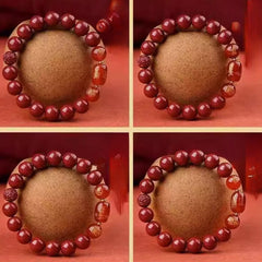 Zodiac Bracelet with Cinnabar Beads & Golden Charms - Traditional Chinese Energy Protection & Wealth Attraction