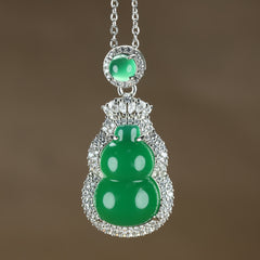 Elegant Artificial Jade Pendant with Diamond Inlay for Modern Harmony and Refined Style