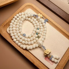 108pcs White Bodhi Prayer Beads - Spiritual Energy for Meditation & Protection