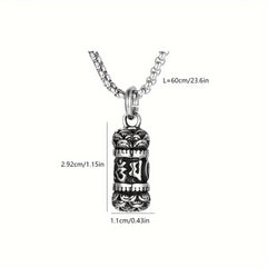 A Stainless Steel Retro Men's Oriental Style Necklace Lotus Six-character Proverb Pendant Pendant Ornament