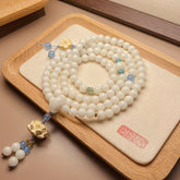 108pcs White Bodhi Prayer Beads - Spiritual Energy for Meditation & Protection