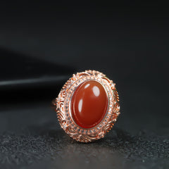 Vintage Red Stone Live Ring for Men - Grounding Energy & Timeless Style Jewelry
