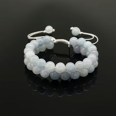 1 Pcs Natural Aquamarine Beaded Bracelet - Unisex Stone Bracelet for Daily Wear & Holiday Decor with Energy Balancing