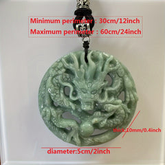 Natural Green Jade Dragon Pendant - Harmony Prosperity Spiritual Balance Authentic Charm