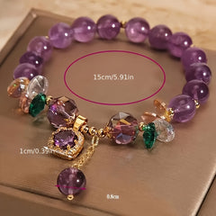 Classic Amethyst Bead Bracelet — Spiritual Harmony & Prosperity Attracting Crystal Jewelry