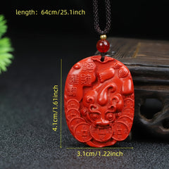Chinese Cinnabar Pixiu Pendant for Wealth, Protection & Spiritual Balance - Traditional Red Stone Jewelry