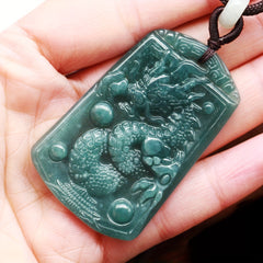 Natural Stone Dragon Pendant Necklace – Authentic Carved Amulet for Protection & Good Fortune