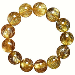 12mm Natural Golden Citrine Beaded Bracelet - Spring/Summer Outdoor Energy for Couples & Casual Wear