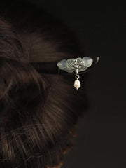 1pc Elegant Chinese Style Lotus Pearl Hairpin - Vintage Luxury Hair Stick for Bun Updo with Mindful Energy Flow, Daily Wear & Holiday Gifts