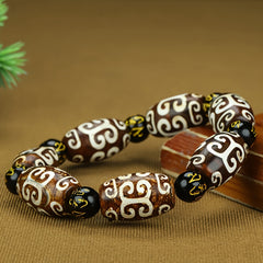 Tibetan Agate Prayer Beads Bracelet - Vintage Style Spiritual Energy for Men