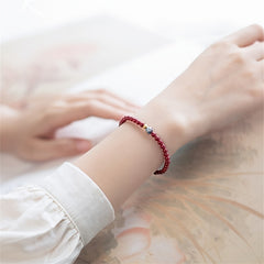 Elegant Chinese Style Cinnabar Lotus Bead Bracelet - Harmony & Prosperity Energy