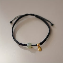 Elegant Good Luck Charm Bracelet - Black & Gold Braided Rope for Protection Energy