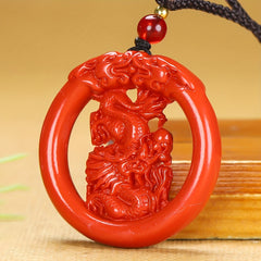 Emperor's Sand Zodiac Pendant for Luck & Protection - Double-Sided Dragon Engraving, Hollow Design Jewelry