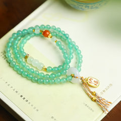 Fortune Bag Natural Stone Bracelet | Multi-Ring Retro Nafa Bracelet with Lotus Tassel for Women's Calming Energy & Spiritual Protection