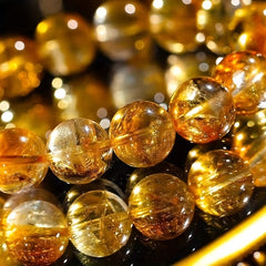 10/12mm Brazilian Yellow Crystal Bracelet for Energy Balance - Super Seven Crystal Tower for Daily Wear