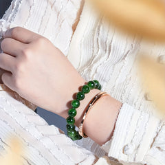 12mm Natural Chinese Stone Beads Ethnic Style Mixed Color Bracelet January Birthstone Vibrant Energy