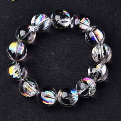 Classic White Crystal Bracelet Iridescent Rainbow Effect October Birthstone Spiritual Protection Good Luck Charm