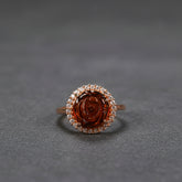 Elegant Vintage Rose Agate Adjustable Ring for Love & Emotional Balance, Handmade Gemstone Jewelry
