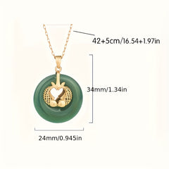 Green Jade Palace-Style Peace Knot Pendant Harmony & Protection Energy Necklace