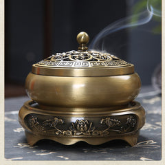 Brass Lotus Incense Burner - Bronze Finish for Meditation & Home Decor Energy