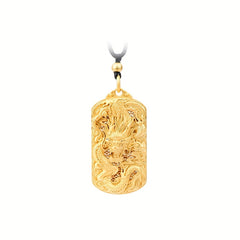 Gold-Plated Dragon Pendant - Symbol of Power & Prosperity with Adjustable Cord