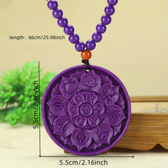 Elegant Purple Mica Phoenix & Lotus Pendant Necklace for Spiritual Growth, Intuition, and Protection