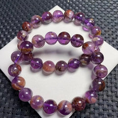 Natural Crystal Titanium Halo Bracelet Golden Purple Beads Minimalist Luxury Energy Jewelry Daily Wear