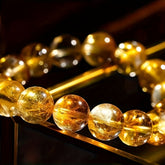 10/12mm Brazilian Yellow Crystal Bracelet for Energy Balance - Super Seven Crystal Tower for Daily Wear