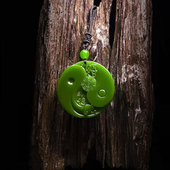 Natural Stone Tai Chi Bagua Pendant Necklace - Yin-Yang Symbol for Martial Arts & Feng Shui Energy