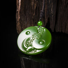 Natural Stone Tai Chi Bagua Pendant Necklace - Yin-Yang Symbol for Martial Arts & Feng Shui Energy
