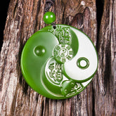 Natural Stone Tai Chi Bagua Pendant Necklace - Yin-Yang Symbol for Martial Arts & Feng Shui Energy