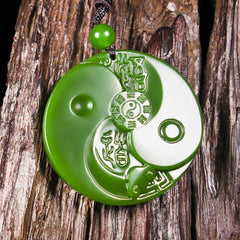 Natural Stone Tai Chi Bagua Pendant Necklace - Yin-Yang Symbol for Martial Arts & Feng Shui Energy