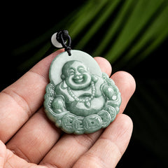 Natural Stone Buddha Pendant with Money Patterns – Symbol of Prosperity & Harmony