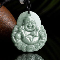 Natural Stone Buddha Pendant with Money Patterns – Symbol of Prosperity & Harmony